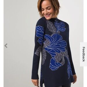 NWT Chico’s Pullover Mock Neck Floral Sweater